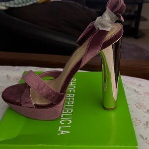 Shoe Republic LA Metallic and Velvet Heels